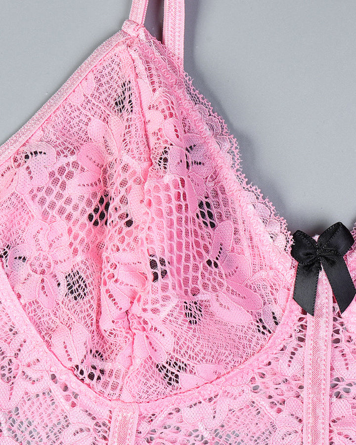 Vivara – Heart Print Lace Nightdress Set