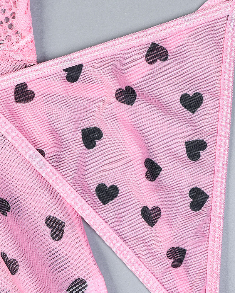 Vivara – Heart Print Lace Nightdress Set