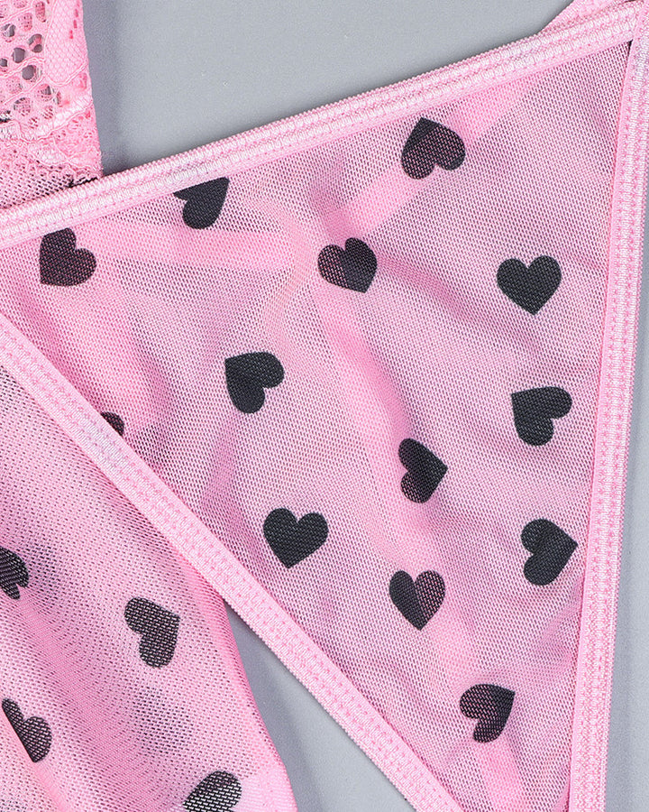 Vivara – Heart Print Lace Nightdress Set