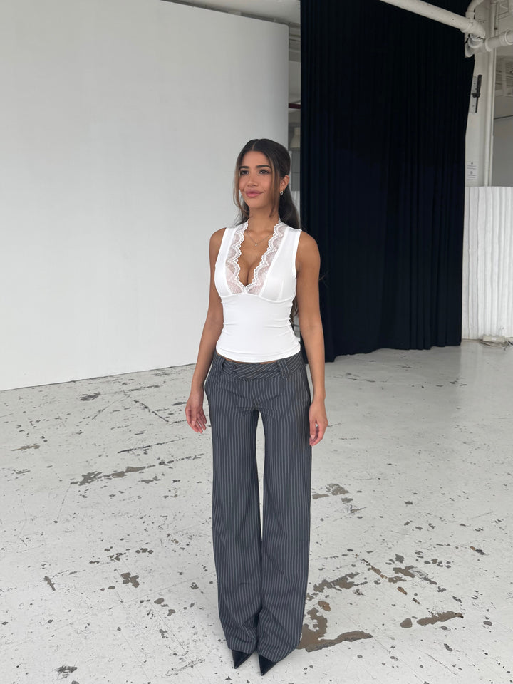 Lucia basic lace top - white