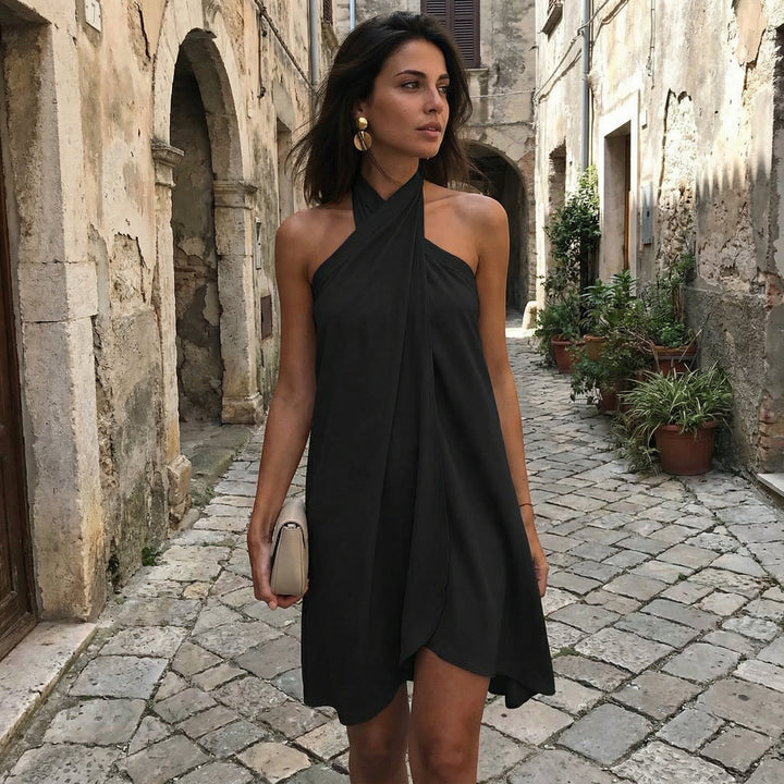 Cailith - Cross Halterneck Wrap Mini Dress