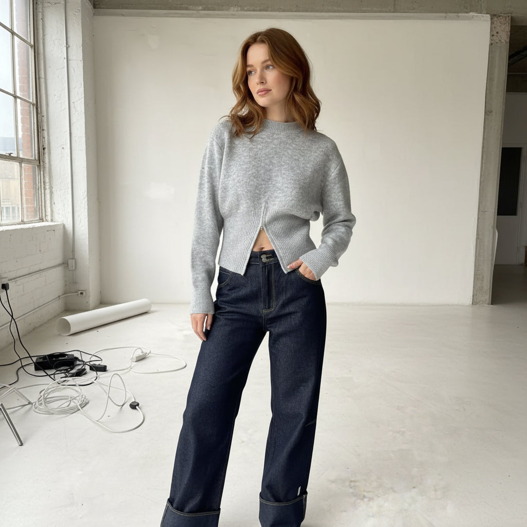 Nordic Edge Split-Hem Knit