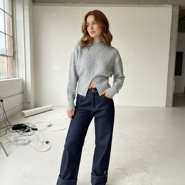 Nordic Edge Split-Hem Knit