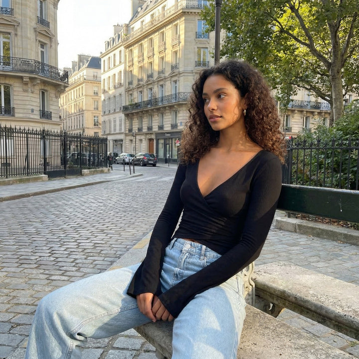 Stretch Knit Top - black