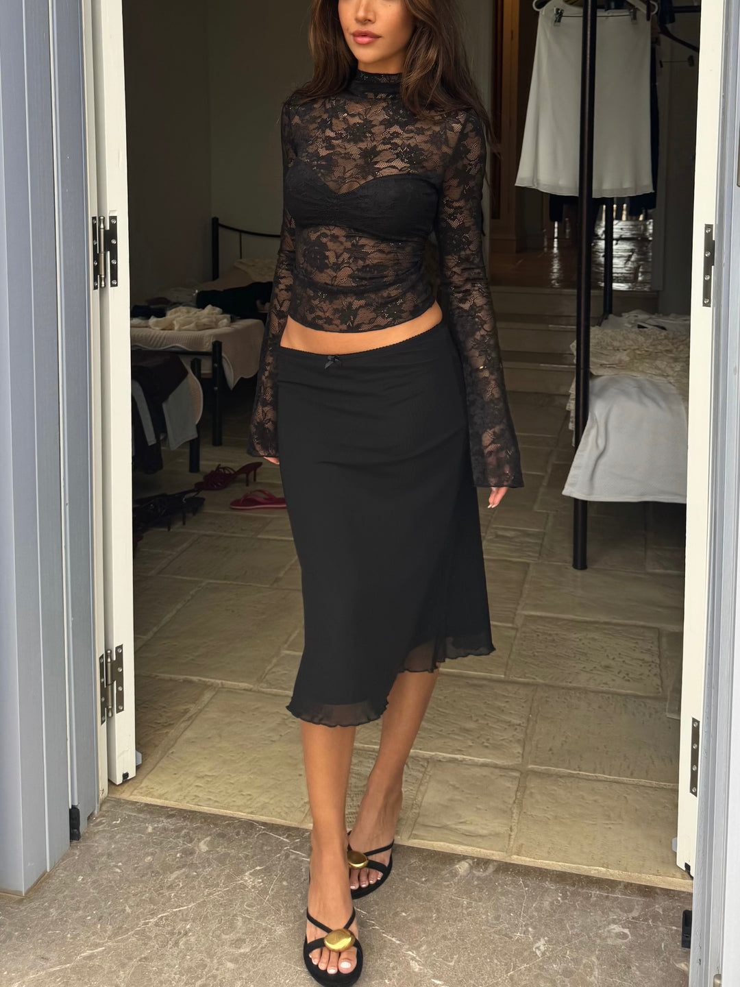 Lenia lace top - black