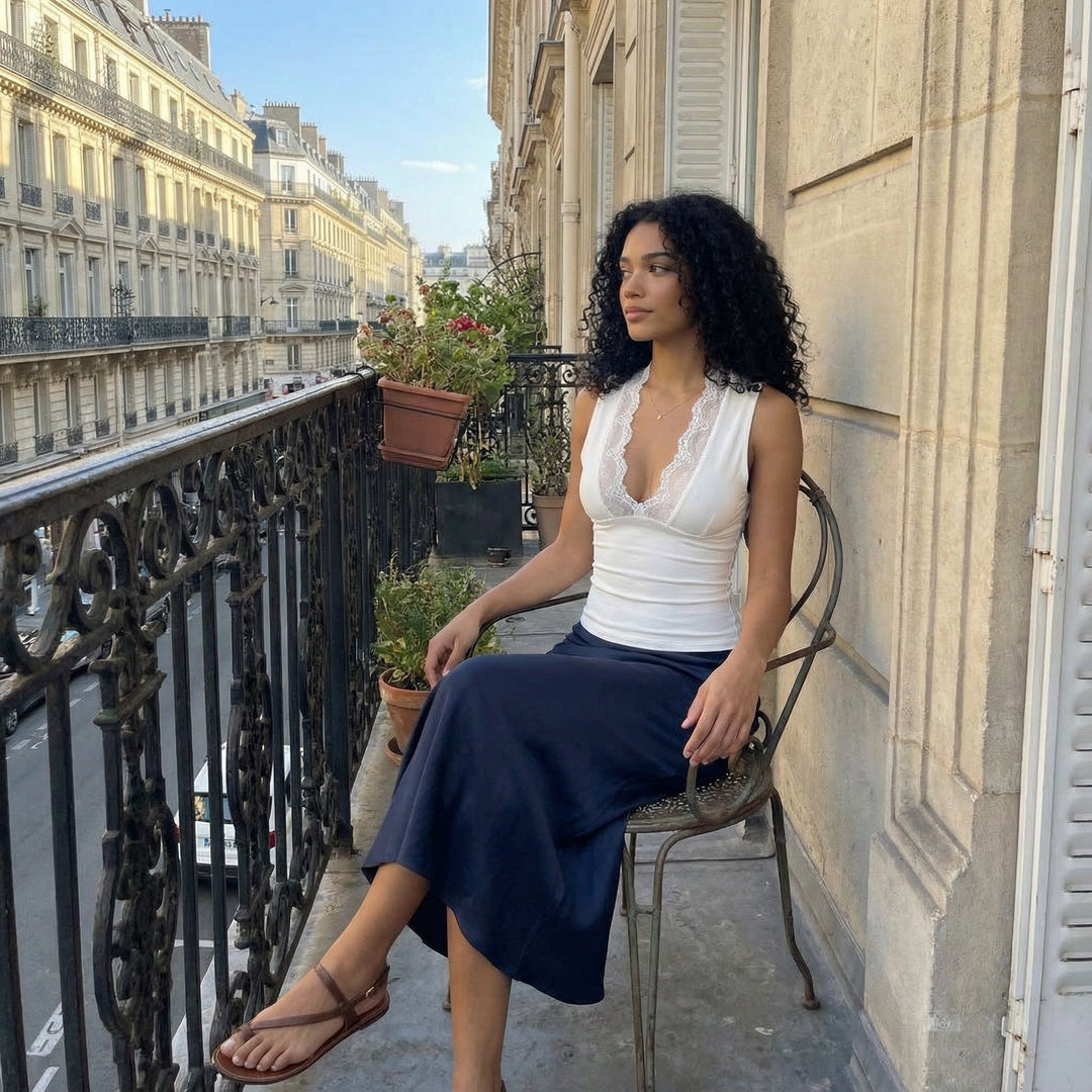 Serene Lace Top - white