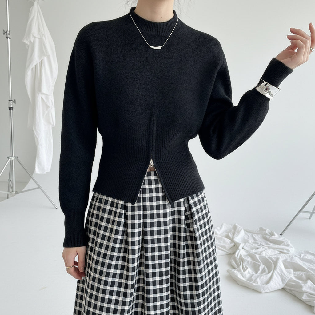 Nordic Edge Split-Hem Knit