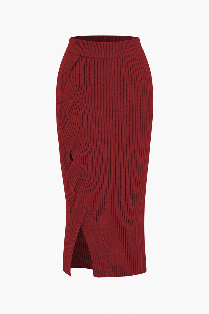 Elara Ribbed Midi Skirt