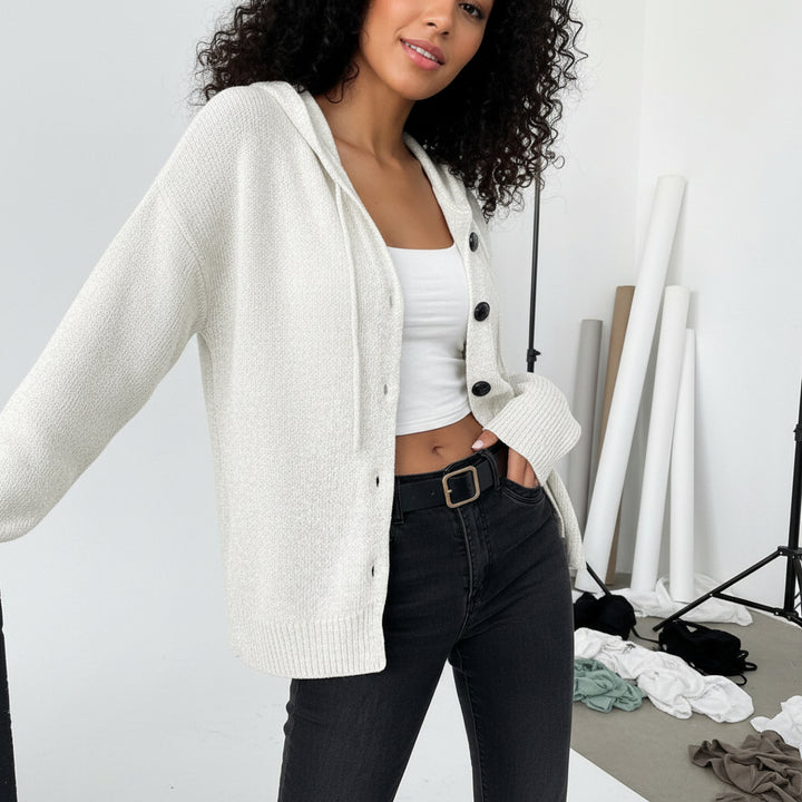 Hooded Knit Button Cardigan