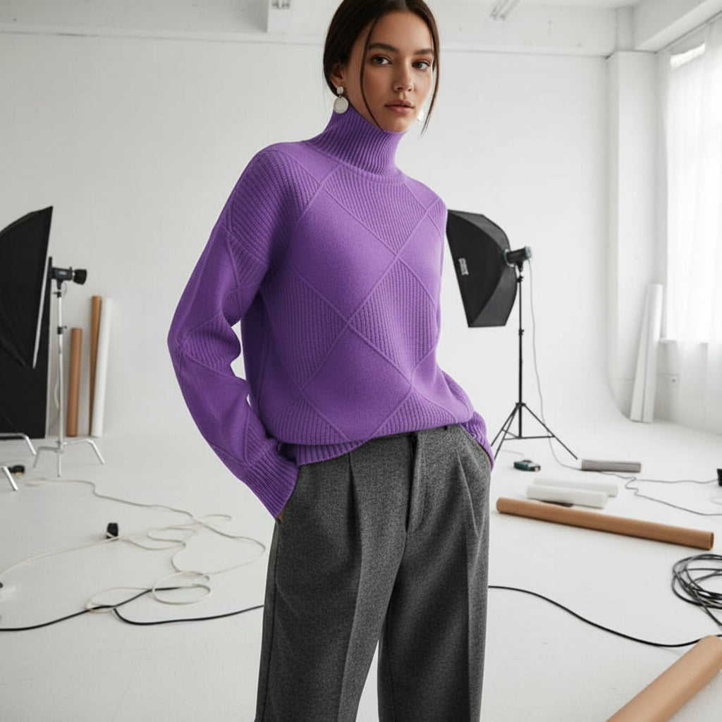 Ridgeweave Mock-Neck Knit Jumper