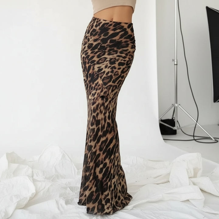 Leopard Luxe High-Waisted Midi Skirt
