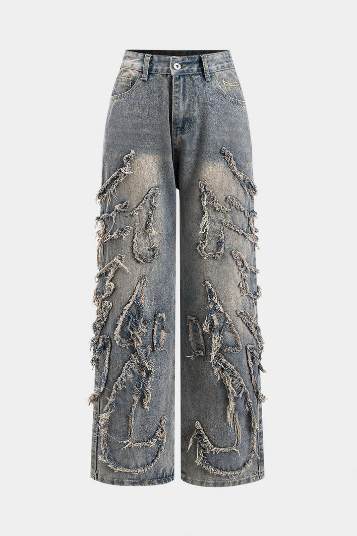Juno Distressed Wide-Leg Jeans