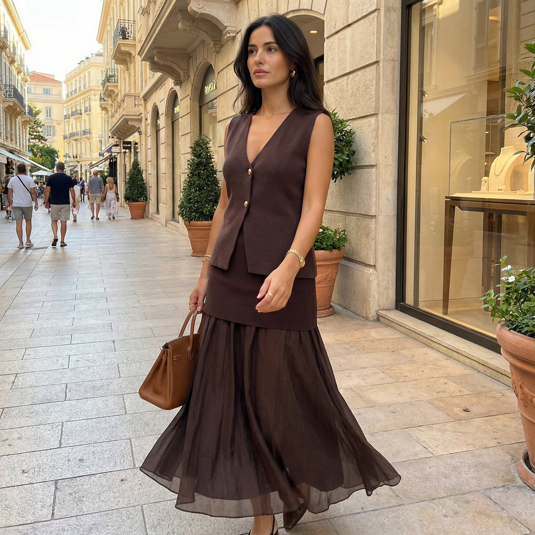 Elegant Vest & Long Skirt Set