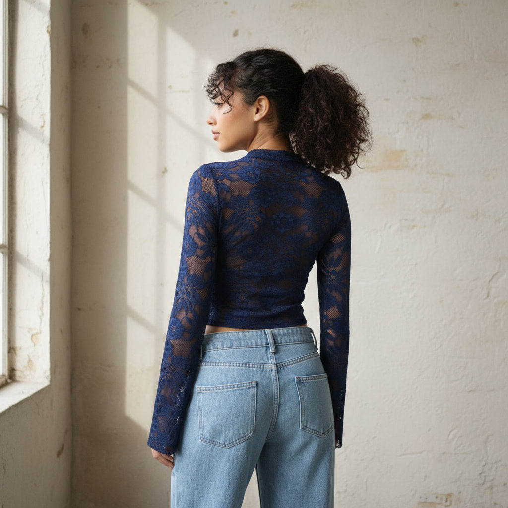 Glamour Lace Top - dark blue