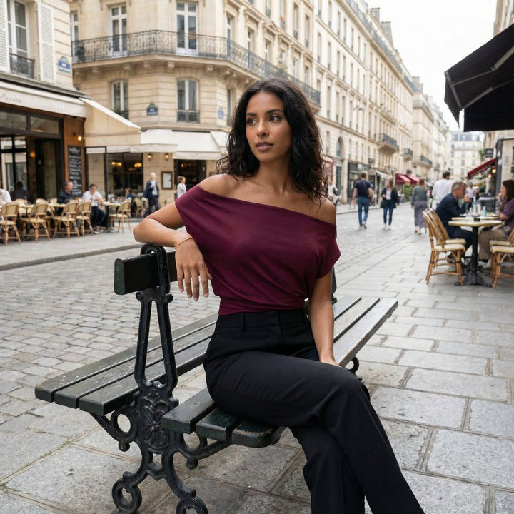 Off Shoulder Top - burgundy