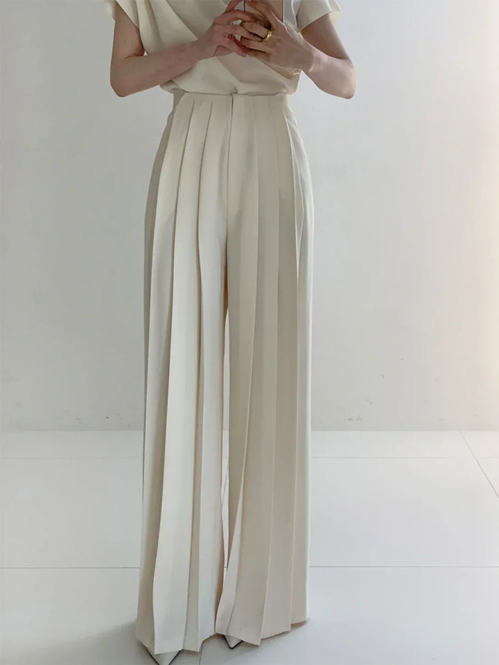 Pleated High Waist Wide Leg Pants Loose Straight Pants