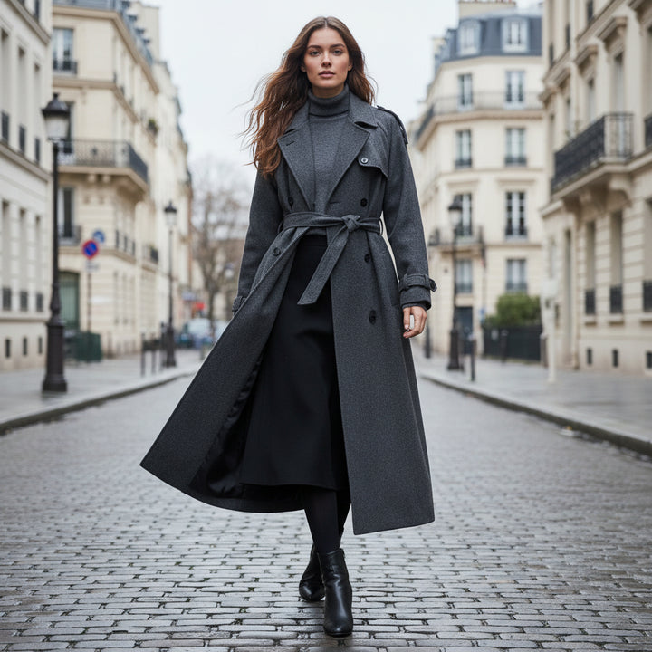 Belted Wool Trench Coat