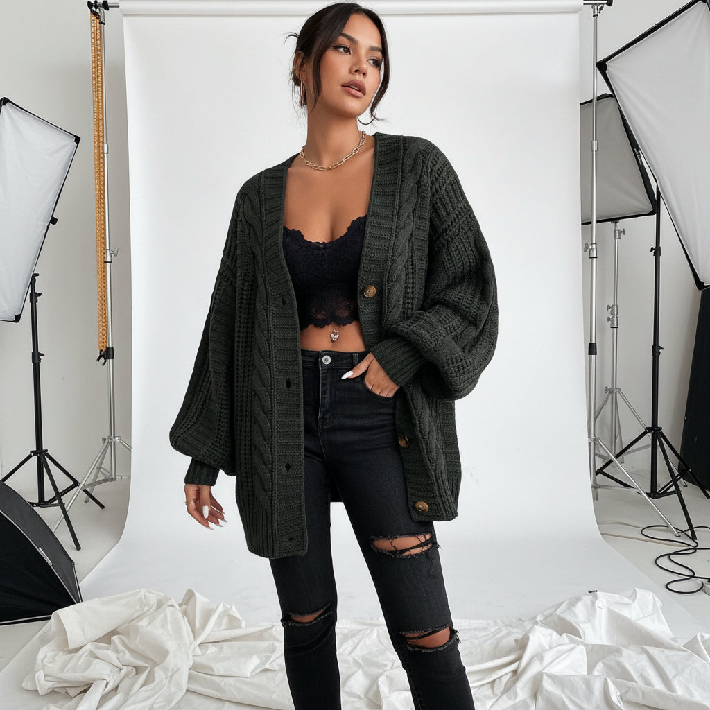 Cable Knit Slouch Cardigan