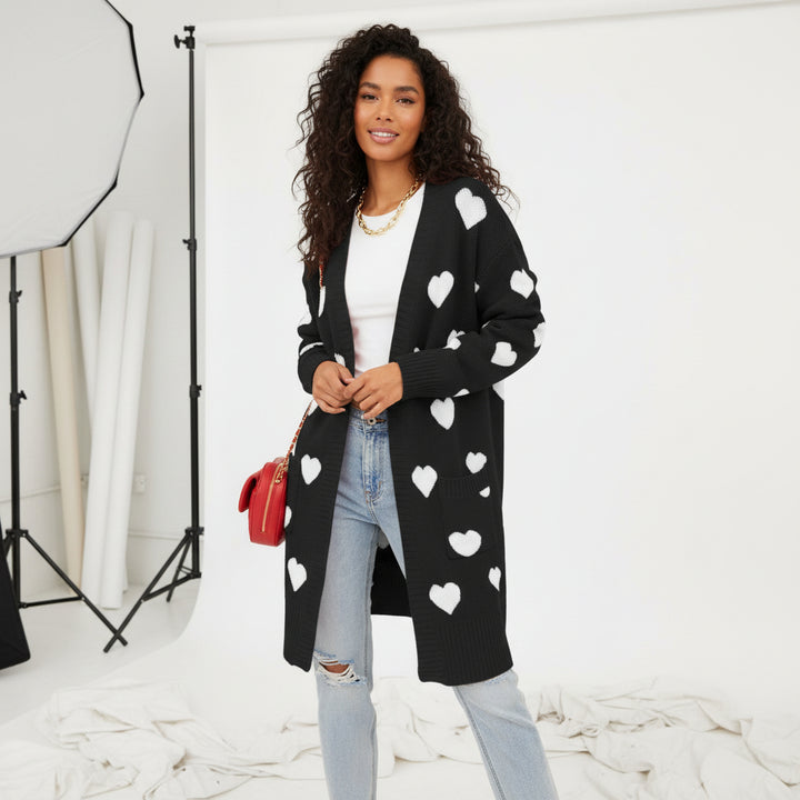 Amour Hearts Long Knit Cardigan