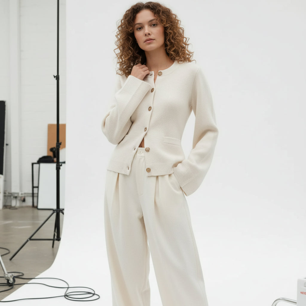 Wool Button Knit Cardigan