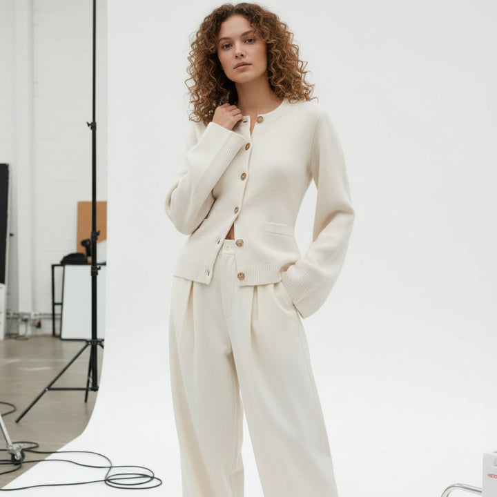 Wool Button Knit Cardigan