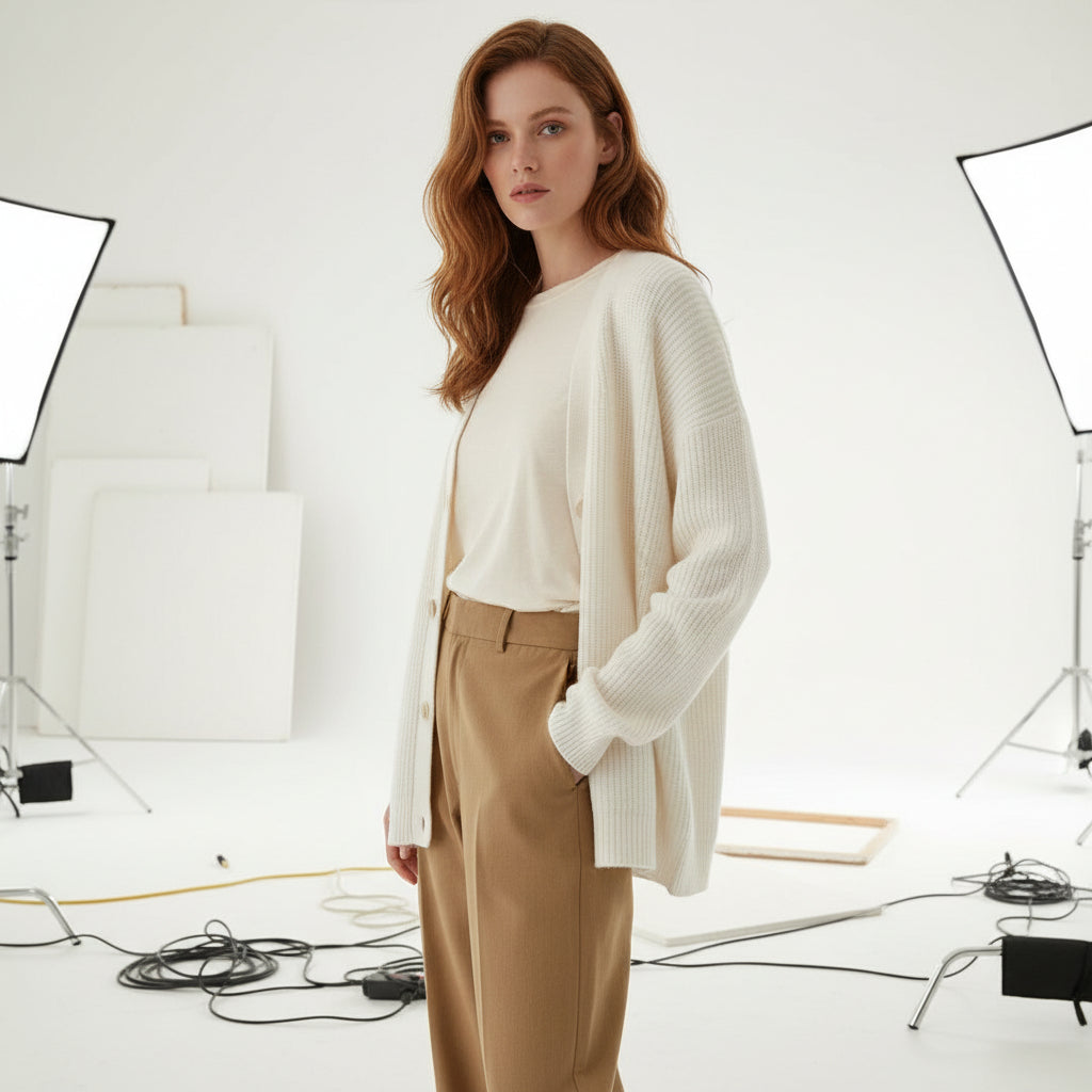 Ribbed Slouch Button Cardigan