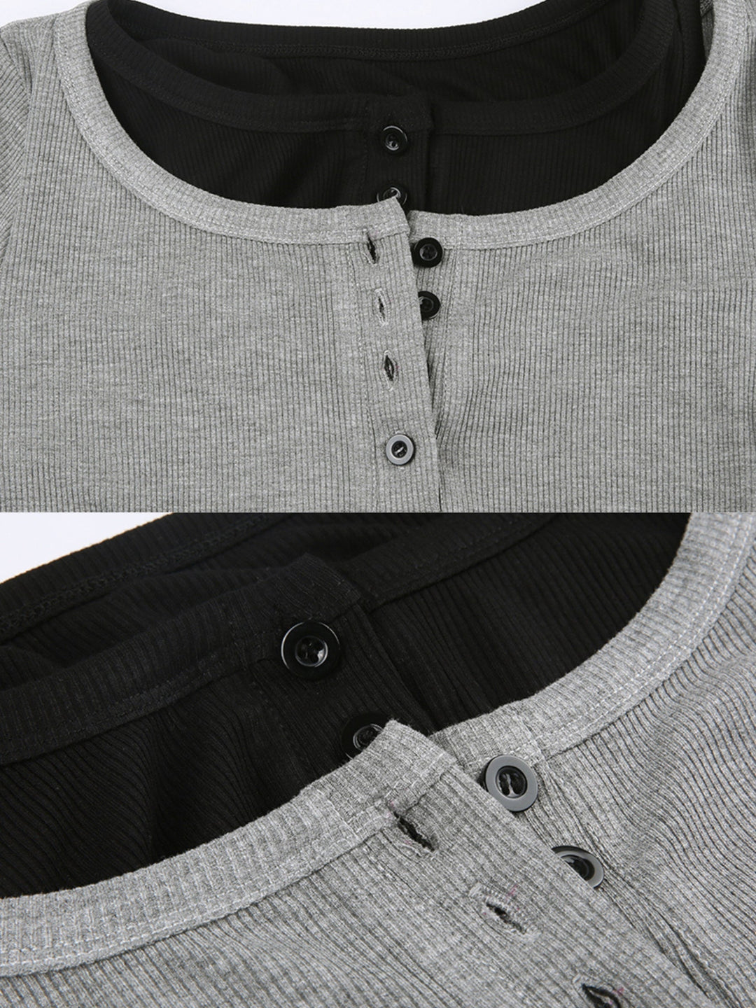Rhea Contrast Button Knit Top