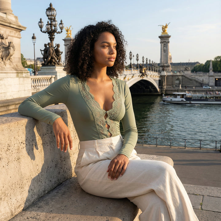 Pure Lace Top - sage green
