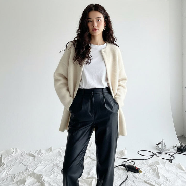 Brushed Wool Snap Cardigan