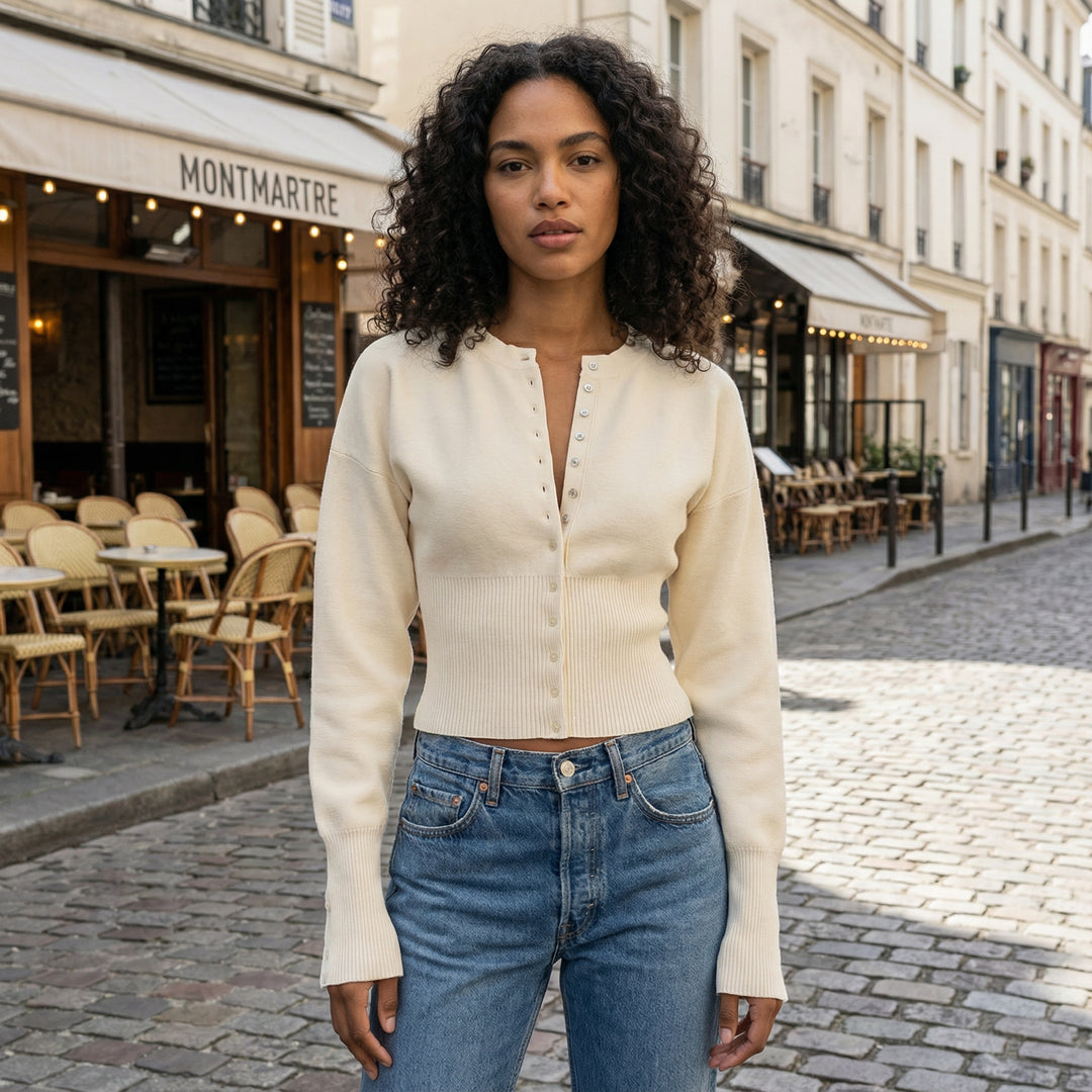 Aria Sculpted Snap Knit Cardigan