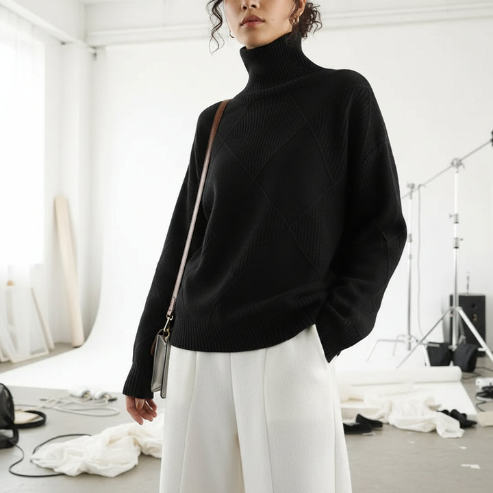 Ridgeweave Mock-Neck Knit Jumper