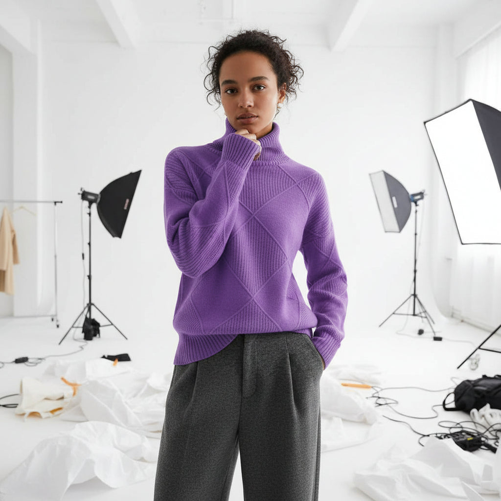 Ridgeweave Mock-Neck Knit Jumper