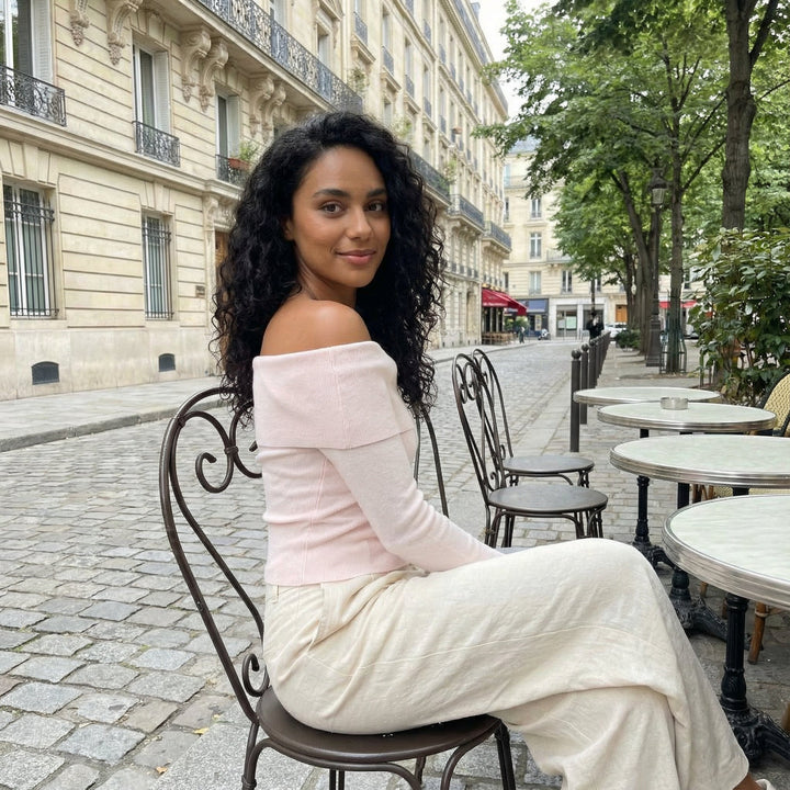 Off Shoulder knit top - light pink