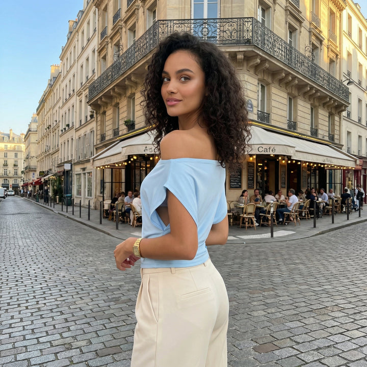 Off Shoulder Top - Light blue