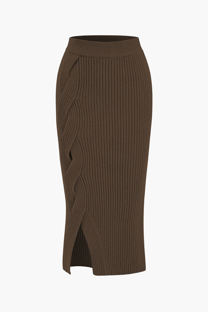 Elara Ribbed Midi Skirt