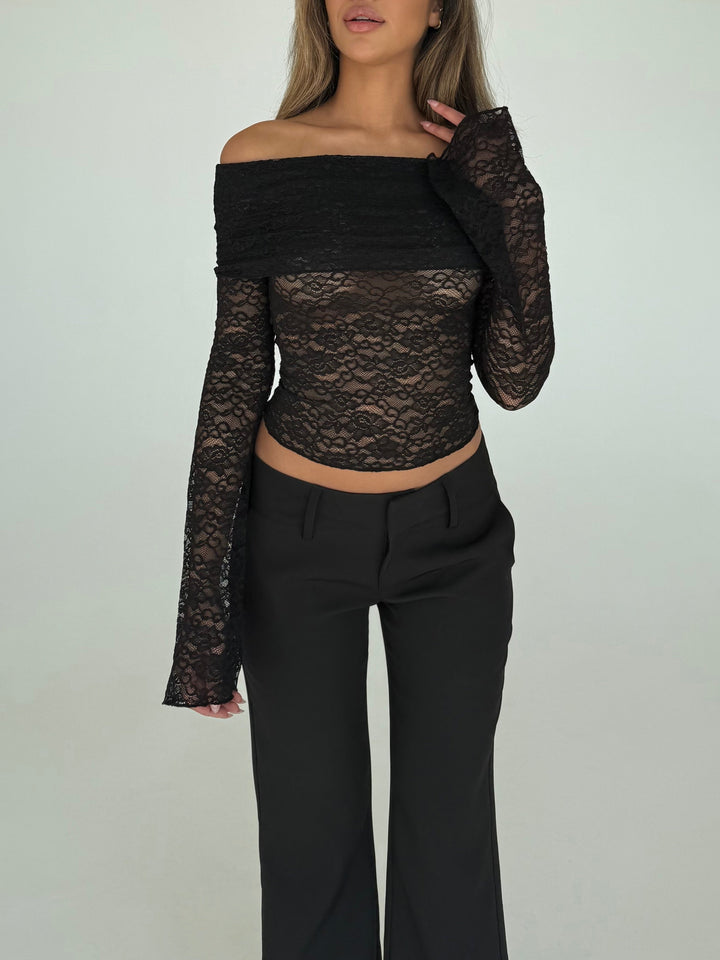 Kaia lace top - black