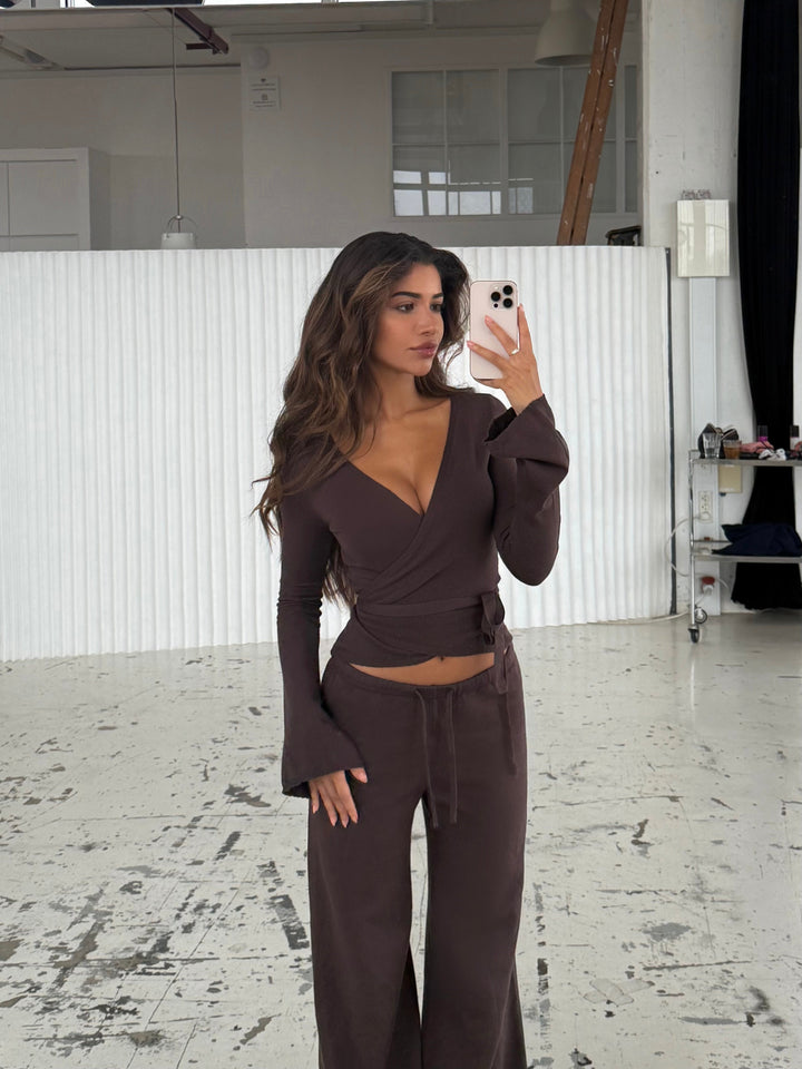 Ballerina knit top - dark brown