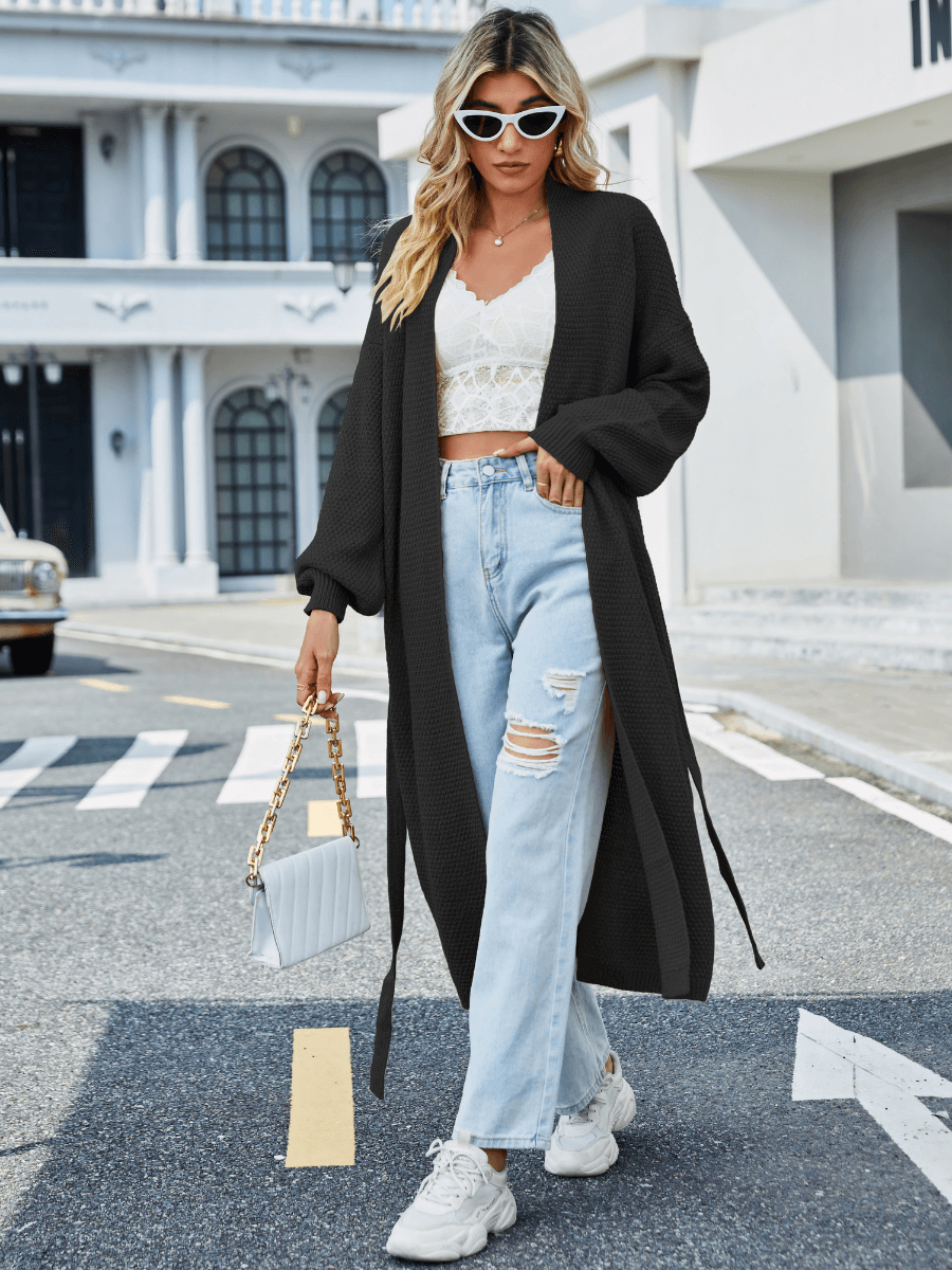 Black Skyline Drift Longline Cardigan