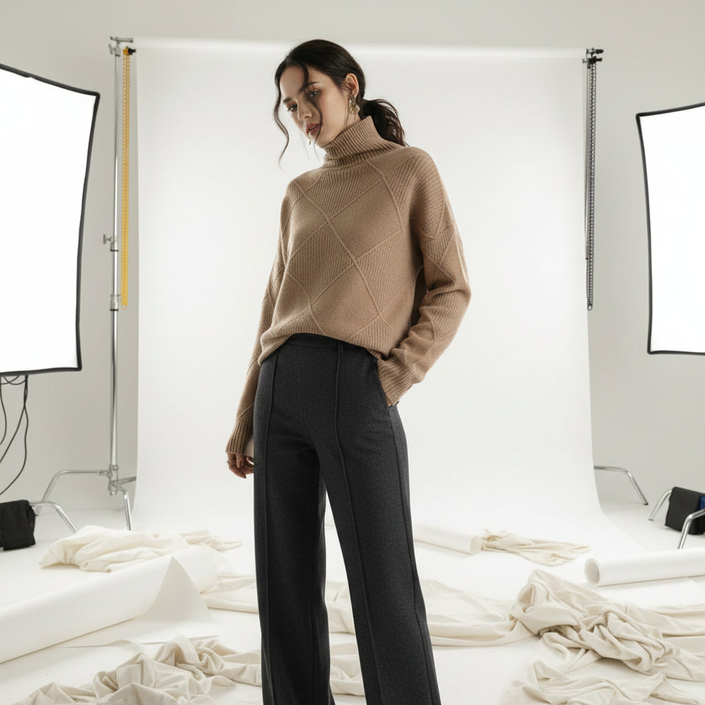 Ridgeweave Mock-Neck Knit Jumper