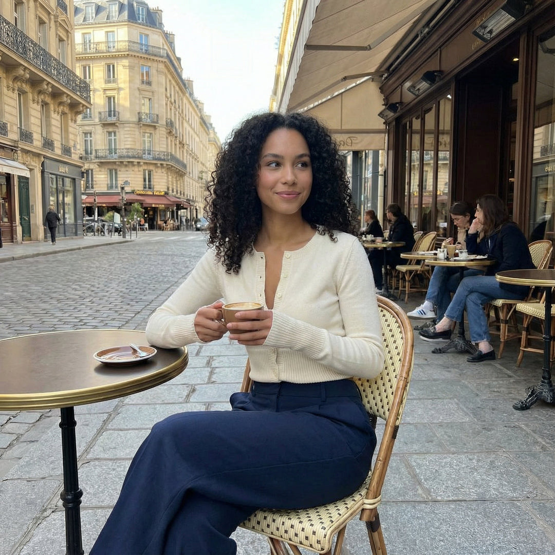 Wool Blended Cardigan - cream