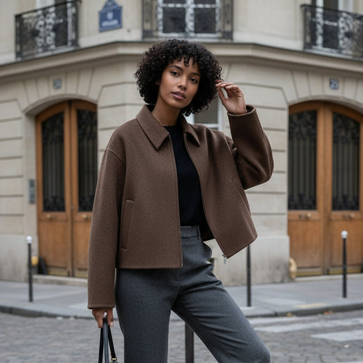 Cropped Wool Blend Jacket