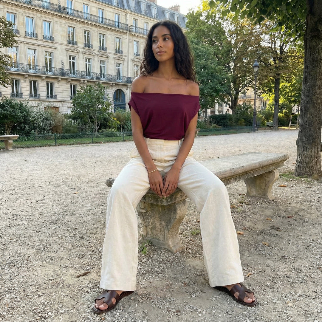 Off Shoulder Top - burgundy