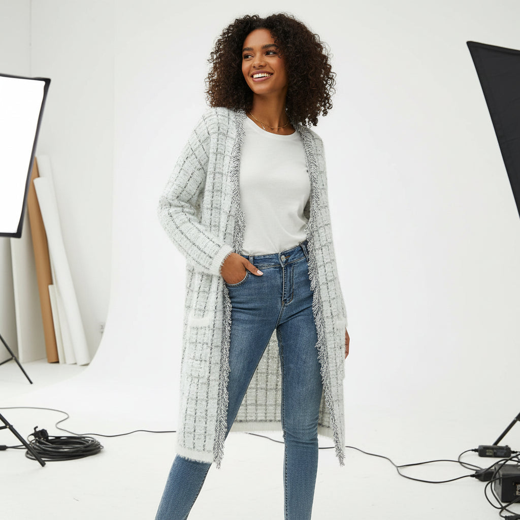 Bellevue Tweed Fringe Cardigan