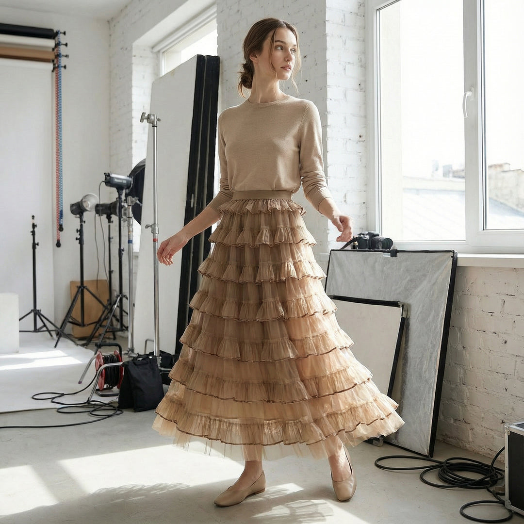 Cascade Tulle Maxi