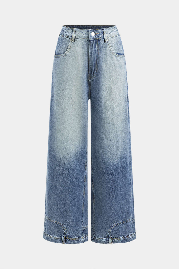 Luxe Fade-Wash Wide-Leg Jeans