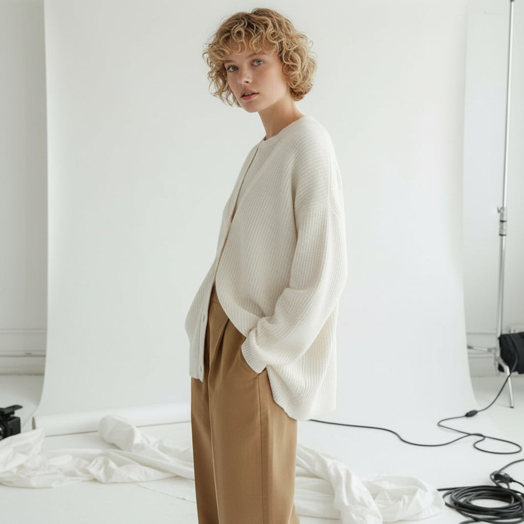 Ribbed Slouch Button Cardigan