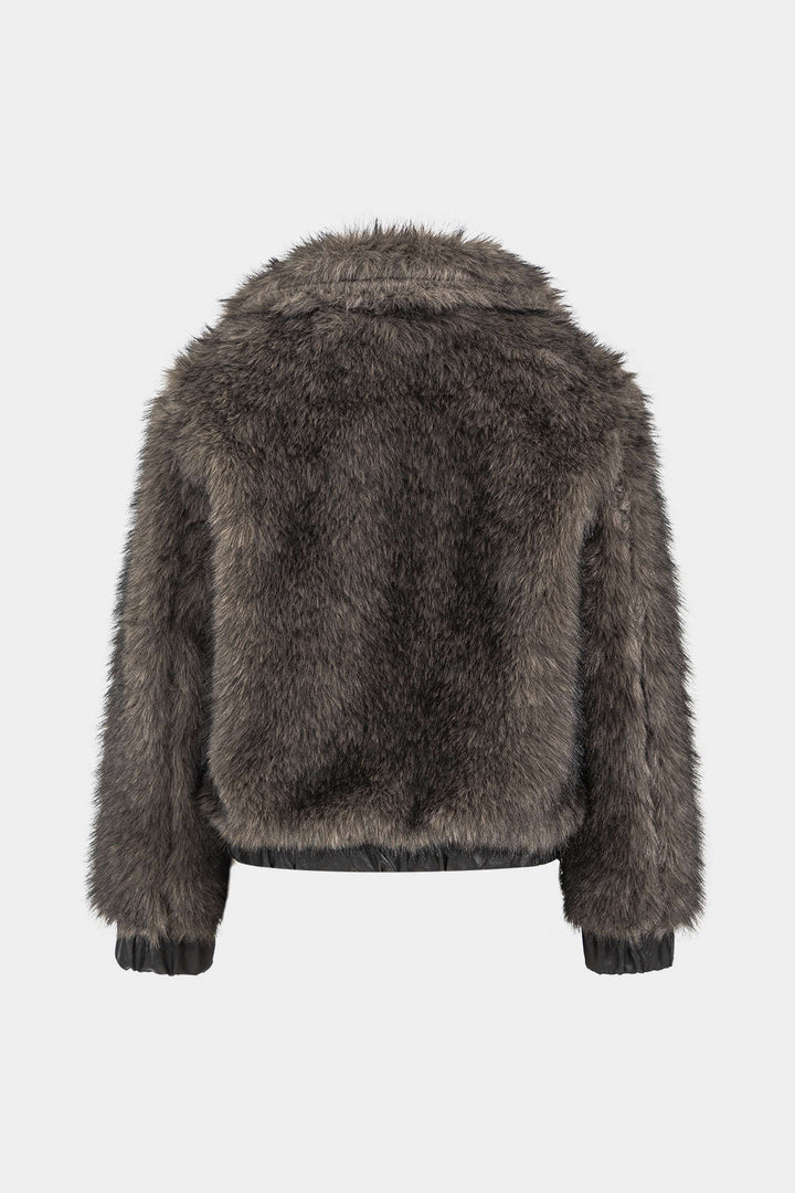 Noir Edge Faux Fur Bomber Jacket