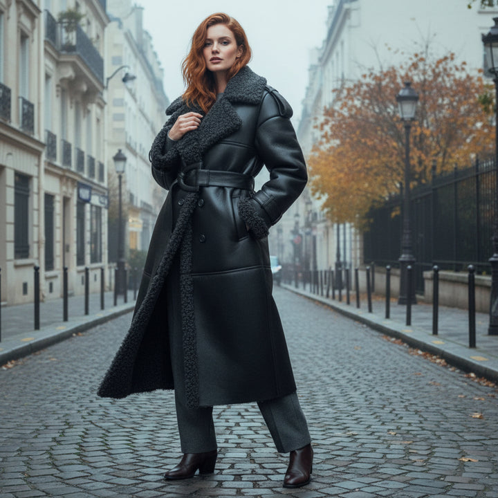 Shearling Belted Trench Coat