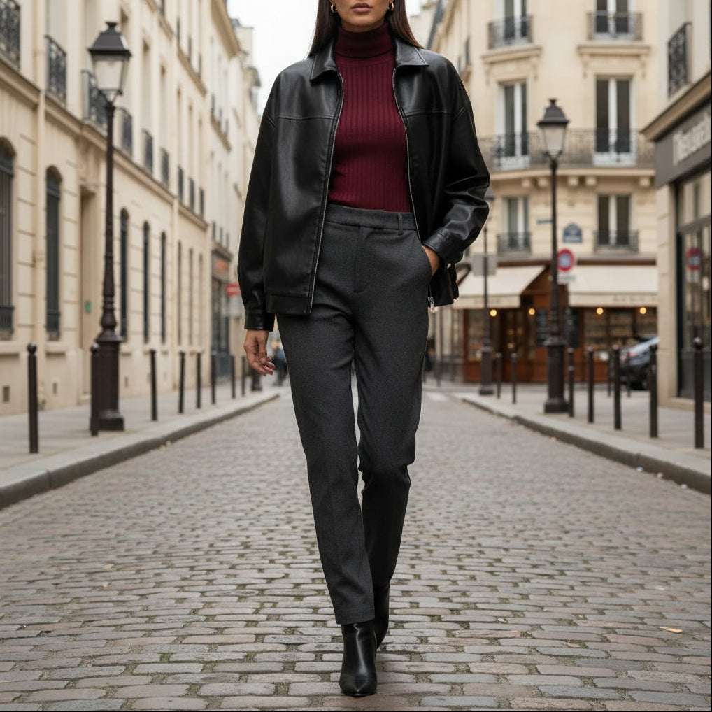 Faux Leather Zip Jacket