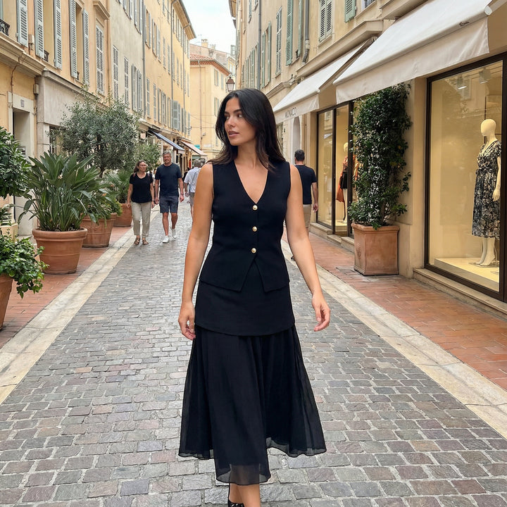 Elegant Vest & Long Skirt Set